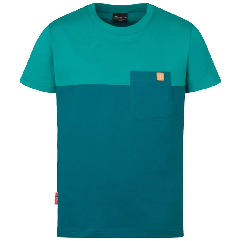 Trollkids Bergen T-Shirt Kinder - Deep Lagoon/Sea Green Billig