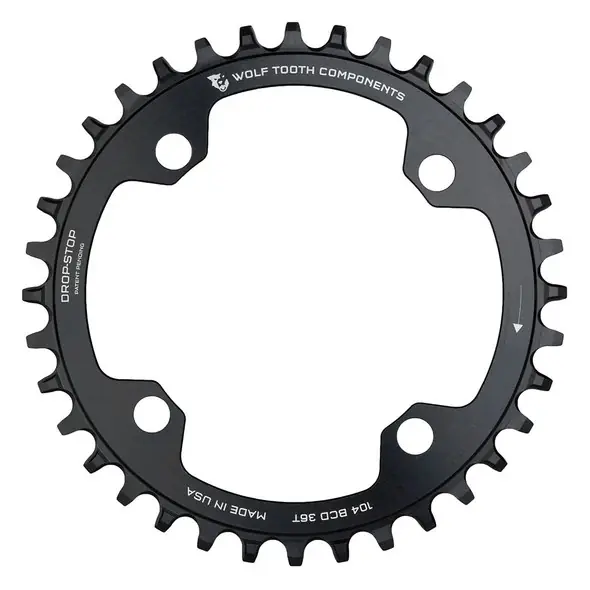 Wolf Tooth Drop Stop Narrow-Wide Kettenblatt - 104mm - Shimano Hyperglide+ 12-speed - schwarz Markenprodukt