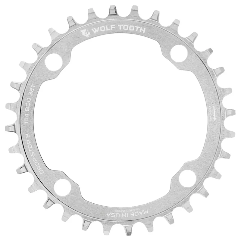 Wolf Tooth Kettenblatt 104 BCD 4-Arm Drop Stop B - raw silver Neu Im Sortiment