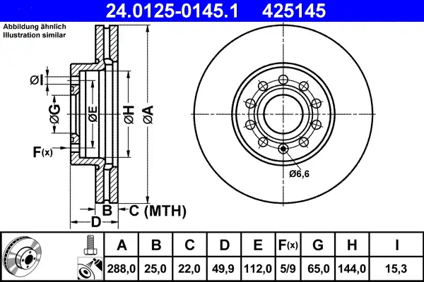 ATE 24.0125-0145.1 - Bremsscheibe Knallerangebot