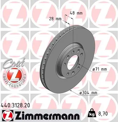 Sichere Zahlung ZIMMERMANN 440.3128.20 - Bremsscheibe - COAT Z