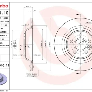 BREMBO 08.A540.11 - Bremsscheibe - PRIME LINE - UV Coated Neu