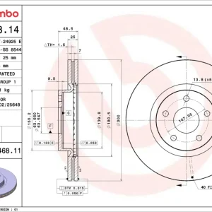 BREMBO 09.9468.11 - Bremsscheibe - PRIME LINE - UV Coated Bestpreis