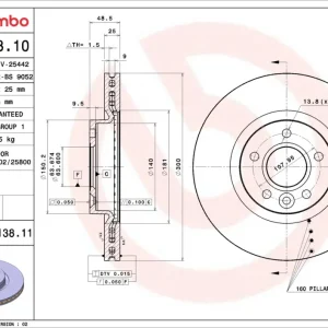 Günstig BREMBO 09.C138.11 - Bremsscheibe - PRIME LINE - UV Coated