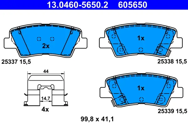 Expressversand ATE 13.0460-5650.2 - Bremsbelagsatz, Scheibenbremse