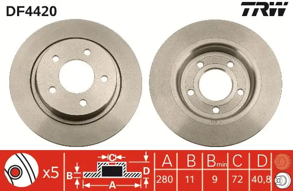 Zertifiziert TRW DF4420 - Bremsscheibe