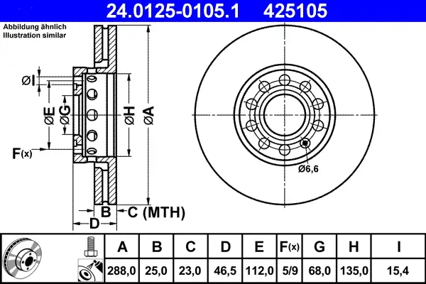 ATE 24.0125-0105.1 - Bremsscheibe Preisknaller