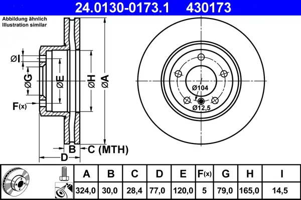 Sofort Bestellen ATE 24.0130-0173.1 - Bremsscheibe