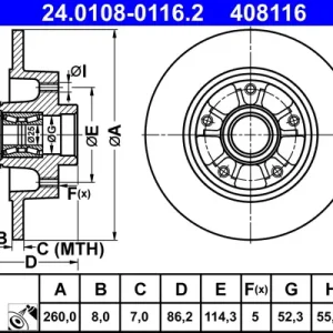 Neu ATE 24.0108-0116.2 - Bremsscheibe