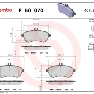 Knallerangebot BREMBO P 50 070 - Bremsbelagsatz, Scheibenbremse - PRIME LINE