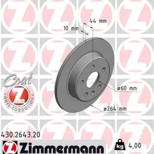 Wochenendangebot ZIMMERMANN 430.2643.20 - Bremsscheibe - COAT Z