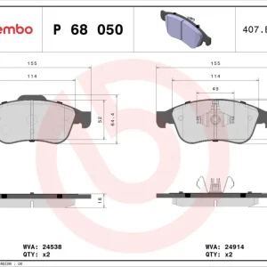 Begrenztes Angebot BREMBO P 68 050X - Bremsbelagsatz, Scheibenbremse - XTRA LINE