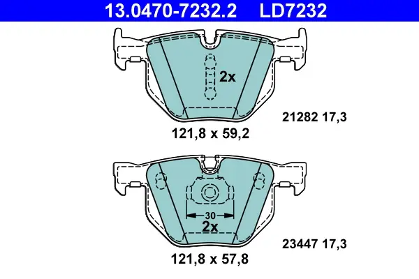ATE 13.0470-7232.2 - Bremsbelagsatz, Scheibenbremse - ATE Ceramic Expressversand
