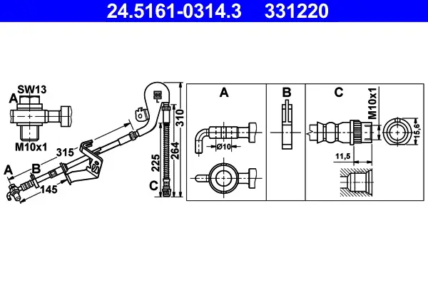 ATE 24.5161-0314.3 - Bremsschlauch Kracherpreis