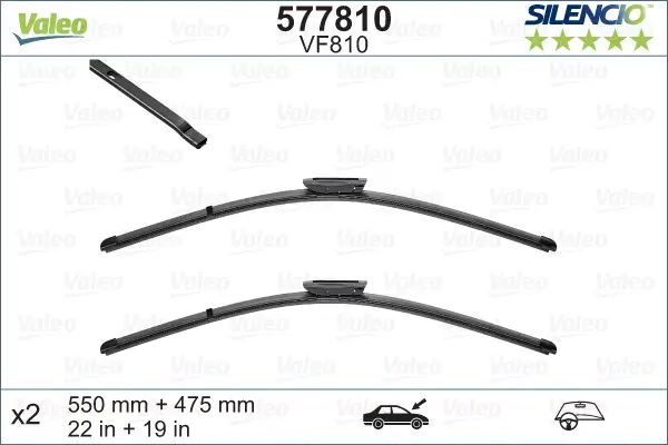 Garantierte Lieferung VALEO VF810 Scheibenwischer 577810 - SILENCIO FLAT BLADE SET550mm / 475mm