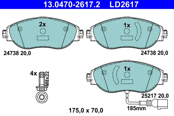 Markenprodukt ATE 13.0470-2617.2 - Bremsbelagsatz, Scheibenbremse - ATE Ceramic