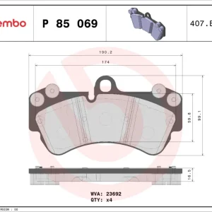 Highlight BREMBO P 85 069 - Bremsbelagsatz, Scheibenbremse - PRIME LINE