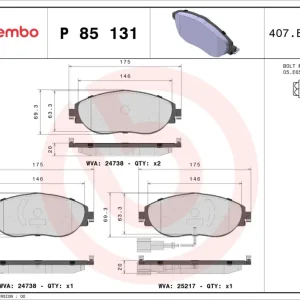 BREMBO P 85 131 - Bremsbelagsatz, Scheibenbremse - PRIME LINE Begrenztes Angebot