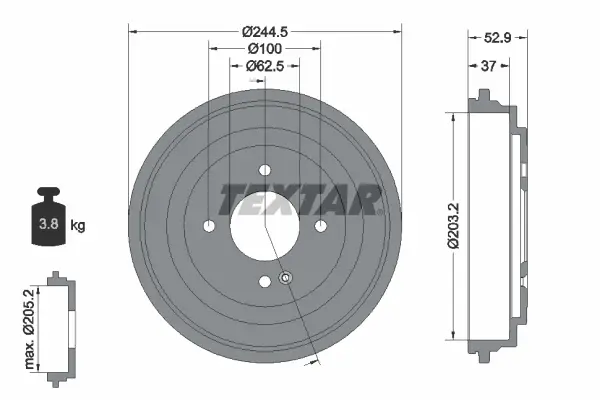 Ausverkauf TEXTAR 94048100 - Bremstrommel