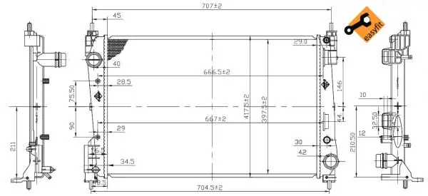Neu Im Sortiment NRF 53455 - Kühler, Motorkühlung - EASY FIT
