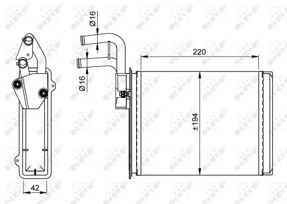 NRF 54225 - Wärmetauscher, Innenraumheizung Preis Gesenkt