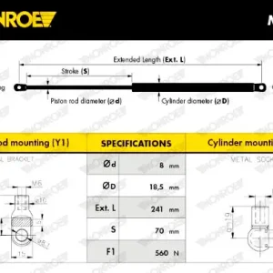 MONROE ML5535 - Gasfeder, Heckscheibe - MONROE MaxLift Sonderaktion