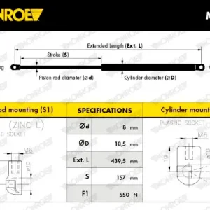 Begrenztes Angebot MONROE ML5653 - Gasfeder, Koffer-/Laderaum - MONROE MaxLift