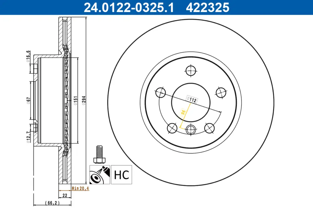 Günstig ATE 24.0122-0325.1 - Bremsscheibe