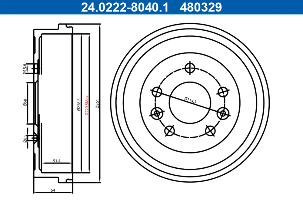 Sonderaktion ATE 24.0222-8040.1 - Bremstrommel