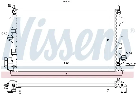 NISSENS 630789 - Kühler, Motorkühlung Geprüft