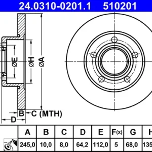 Top-Preis ATE 24.0310-0201.1 - Bremsscheibe - PowerDisc