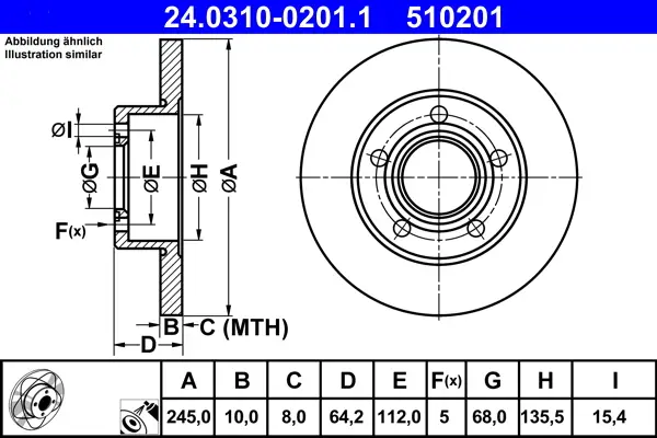 Top-Preis ATE 24.0310-0201.1 - Bremsscheibe - PowerDisc