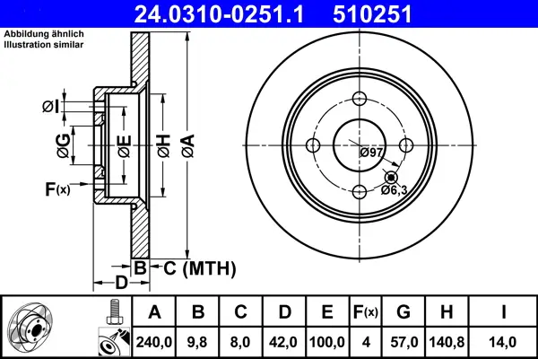 Neue Kollektion ATE 24.0310-0251.1 - Bremsscheibe - PowerDisc