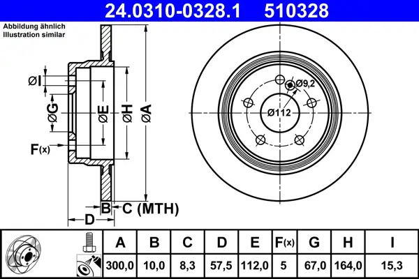 ATE 24.0310-0328.1 - Bremsscheibe - PowerDisc Direkt Vom Hersteller