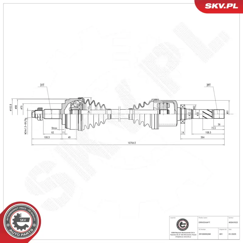 ESEN SKV 40SKV022 - Antriebswelle Top-Preis