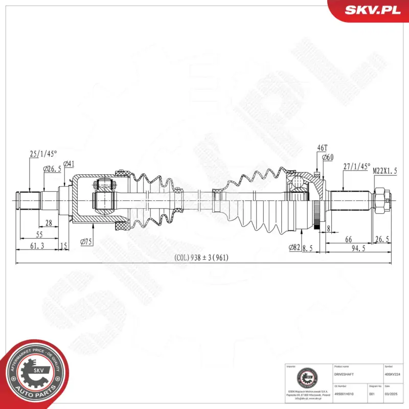 Markenprodukt ESEN SKV 40SKV224 - Antriebswelle