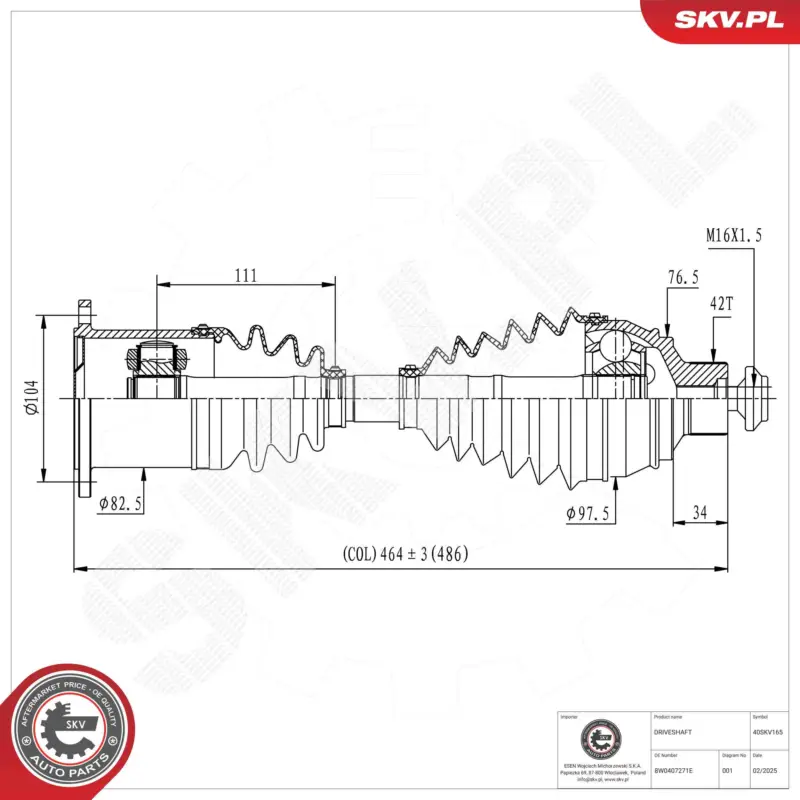 ESEN SKV 40SKV165 - Antriebswelle Preisreduziert