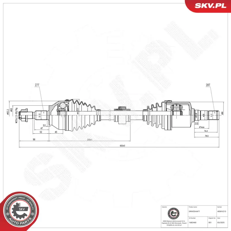 Top-Seller ESEN SKV 40SKV213 - Antriebswelle