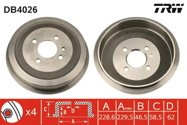 Jetzt Bestellen TRW DB4026 - Bremstrommel