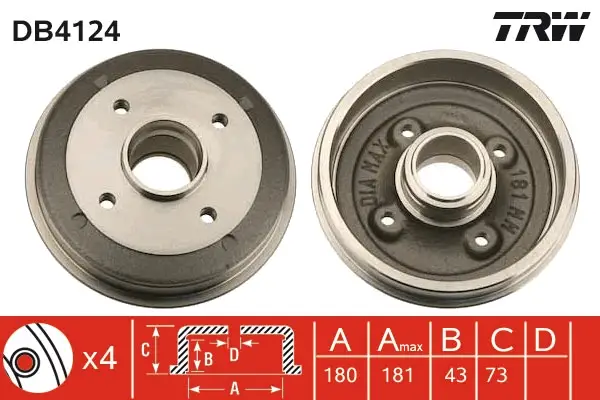 TRW DB4124 - Bremstrommel Mega-Angebot