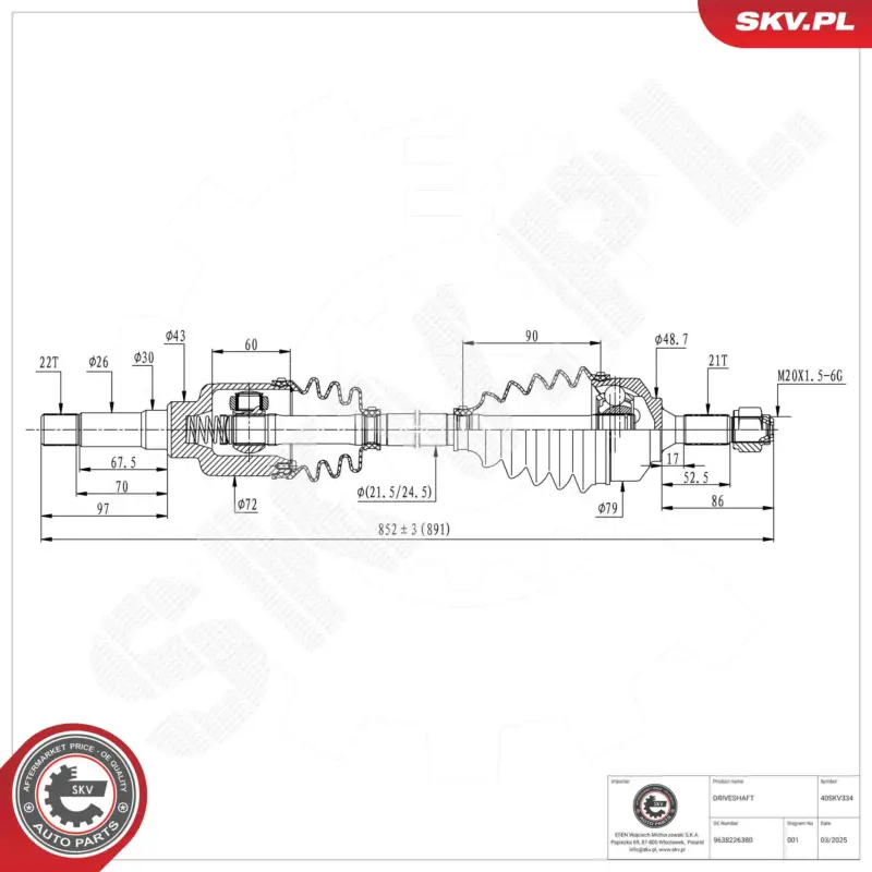 Markenware ESEN SKV 40SKV334 - Antriebswelle