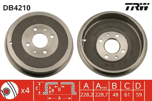 Versand Am Gleichen Tag TRW DB4210 - Bremstrommel