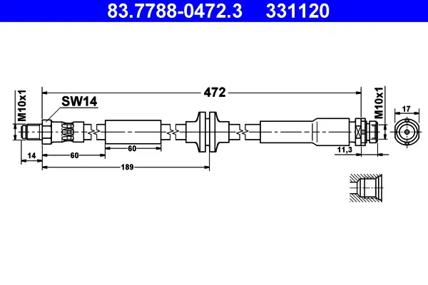 Schneller Versand ATE 83.7788-0472.3 - Bremsschlauch