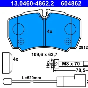 ATE 13.0460-4862.2 - Bremsbelagsatz, Scheibenbremse Begrenztes Angebot