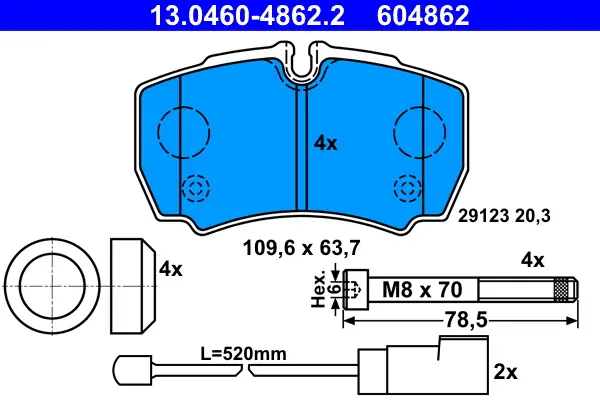 ATE 13.0460-4862.2 - Bremsbelagsatz, Scheibenbremse Begrenztes Angebot