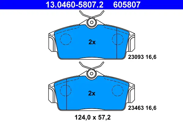 ATE 13.0460-5807.2 - Bremsbelagsatz, Scheibenbremse Top-Seller