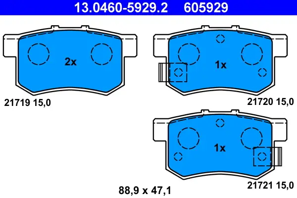 Sichere Zahlung ATE 13.0460-5929.2 - Bremsbelagsatz, Scheibenbremse