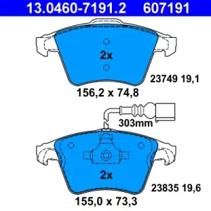 Top-Seller ATE 13.0460-7191.2 - Bremsbelagsatz, Scheibenbremse