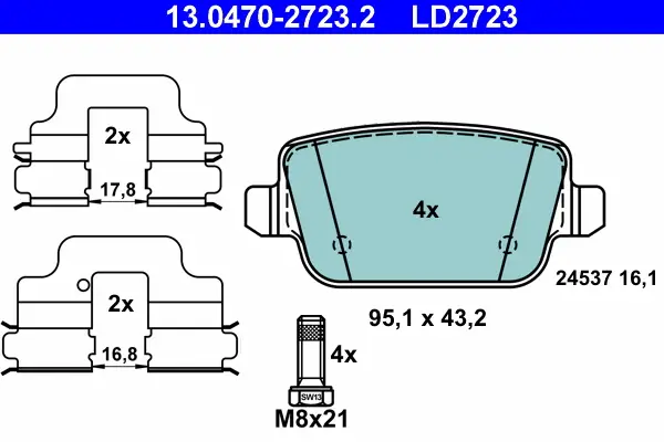 ATE 13.0470-2723.2 - Bremsbelagsatz, Scheibenbremse - ATE Ceramic Neu
