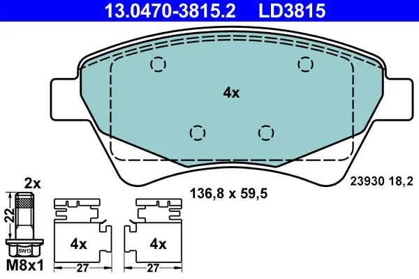 Must-Have ATE 13.0470-3815.2 - Bremsbelagsatz, Scheibenbremse - ATE Ceramic